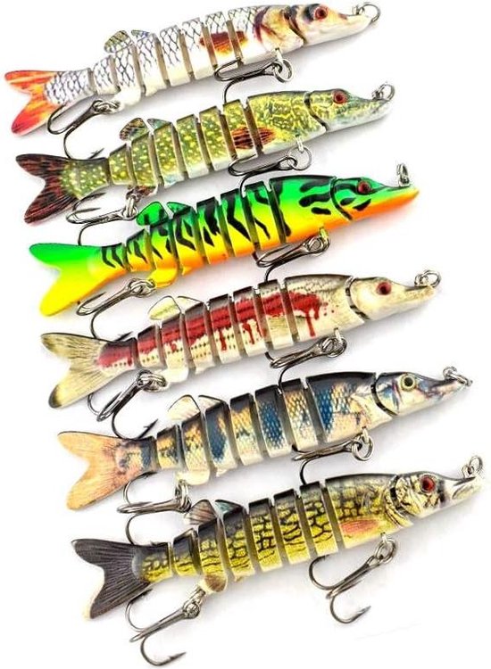 9cm Jointed Swimbait Fishing Bait Kit with Hooks Lifelike Artificial Bait for Freshwater Saltwater - 6pcs van JSHANMEI