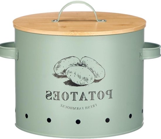 Aardappel Pot - Bewaar Pot - Aardappelen Bewaren - Met Ventilatie - 23x28x22 cm - Mint Groen
