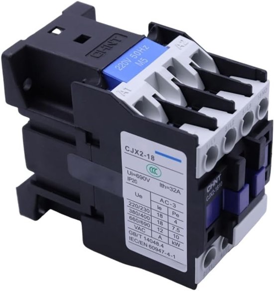 AC-bescherming 3-polig normaal open 220V 50/60Hz, Ie 18A, Ue 380V, spoel voor elektrische toepassingen