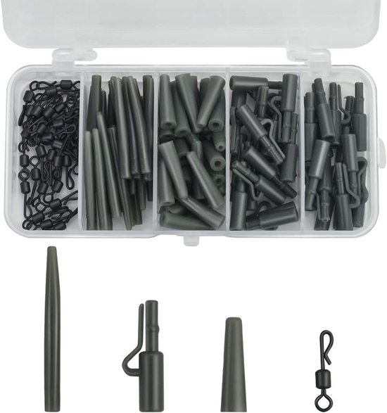 Accessoireset voor karpervissen, 120-delig, wartel, vissen, karper, loodtangen voor karper, viswaren, karpervissen, met opbergdoos van Merkloos