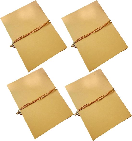 Accordeon Schetsboek - Mini Tekenboek - Kunst Creëren - Veilig Touwbindend - 4 Stuks - Bruin