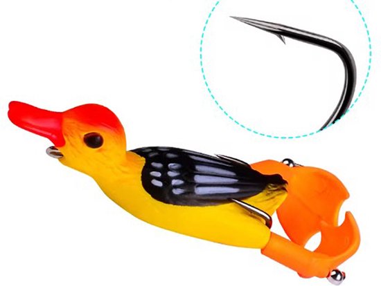 Actie4you® - Kunstaas eend - Softbait - Propeller pootjes - Snoek / Baars (Roofvissen) - Geel van Actie4you