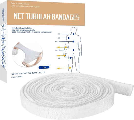 Ademende Elastische Netverband 7 m x 2,5 cm - Ideaal voor Wonden, Arm en Pols Verzorging