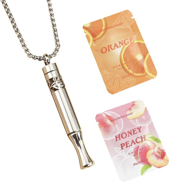 Ademketting, met filter en weerstandsinstelling, twee smaakcombinaties, ideaal als ontspanningspartner voor dagelijks gebruik, voor kantoor, metro, vliegtuig reizen, zilver