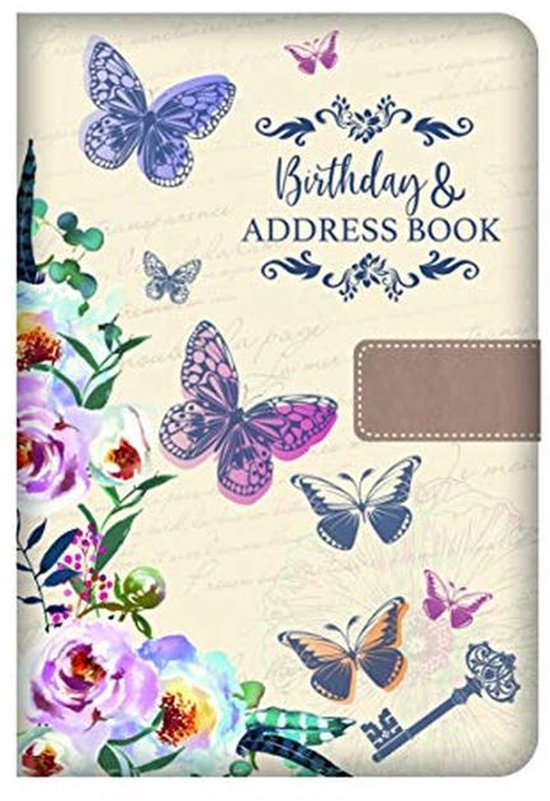 Adresboek A5 met Linnen Cover en Vlinders - A-Z Indeling van Paperclip