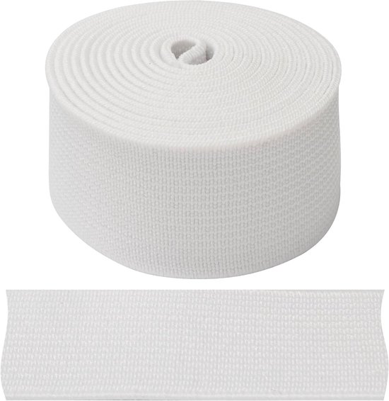 AERZETIX - C67254 - elastic flat woven 1 m - width 25 mm - colour white - polyester and latex - ready, short articles, sewing, clothing, fabrics, belts, trousers, skirts