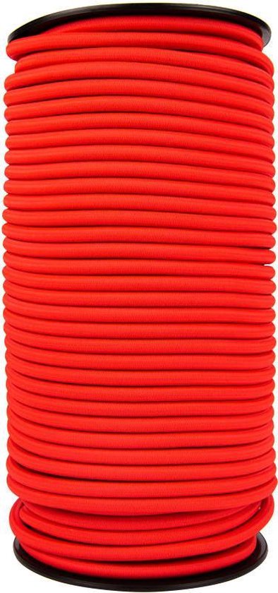 Afdekzeilwinkel - Elastisch koord 10mm rood op rol - 100 meter