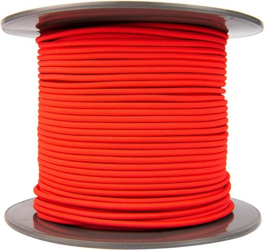 Afdekzeilwinkel - Elastisch koord 4mm rood op rol - 100 meter