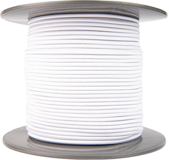 Afdekzeilwinkel - Elastisch koord 4mm wit op rol - 100 meter van Merkloos