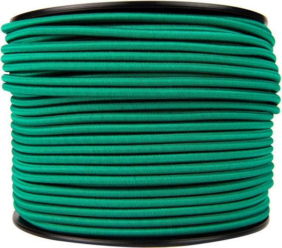 Afdekzeilwinkel - Elastisch koord 6mm groen op rol - 100 meter van Merkloos