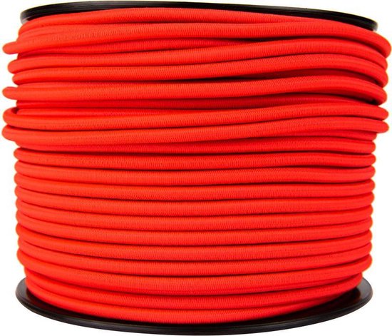 Afdekzeilwinkel - Elastisch koord 6mm rood op rol - 100 meter