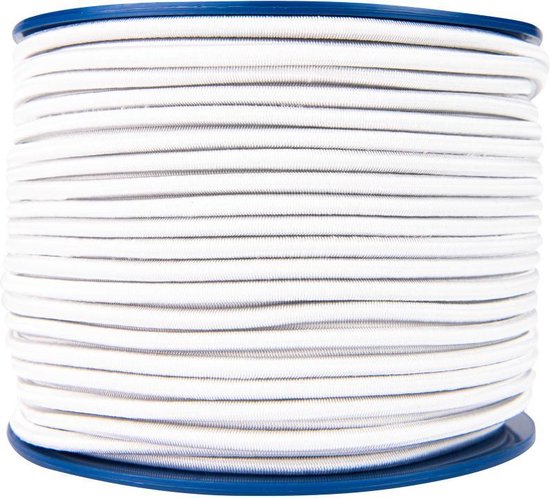 Afdekzeilwinkel - Elastisch koord 6mm wit op rol - 10 meter