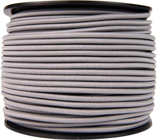 Afdekzeilwinkel - Elastisch koord 8mm grijs op rol - 10 meter