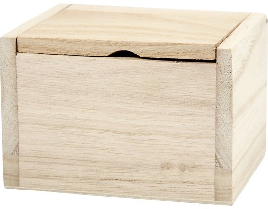 Afmetingen 10 x 8 x 6,7 cm, binnenmaat 8,5 x 6,5 x 6,5 cm, theeboom, 1 stuk