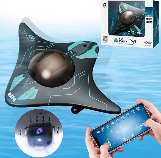 Afstandsbedienbare boot met HD camera en LED verlichting - Waterspeelgoed met app-bediening van Merkloos