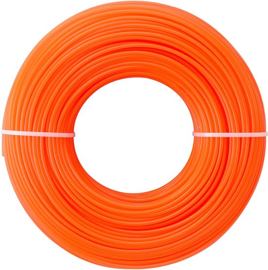 Akuoly 100 m maaidraad trimmersnoer trimmerdraad voor grastrimmer draad diameter 2,4 mm, oranje van Merkloos