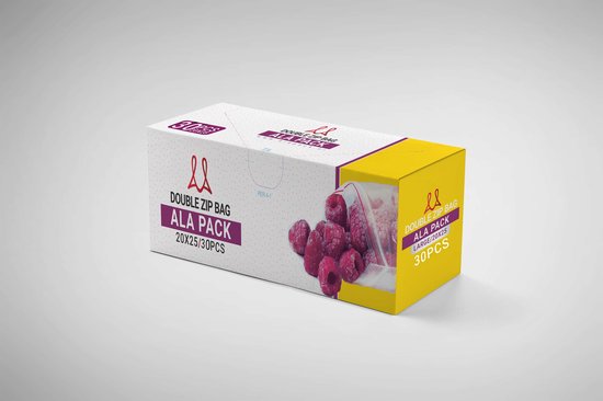 ALA PACK Ziplock gripzakken - dubbele zipper zakjes - 30 stuks - 20x25 cm