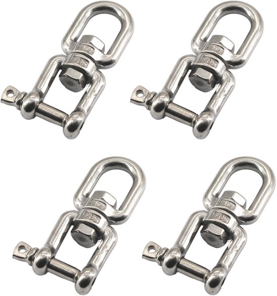 aladdien - 4 Pack 304 Rvs M4 Jaw Eye Swivel Ring Beugel - 360° Swivel Ring Connector - Geschikt voor diverse toepassingen - Max belasting 110KG - Du..