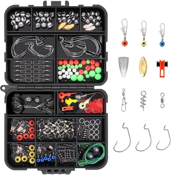 aladdien - Vicloon 191pcs Stkvishaken Kit - Hengelaccessoireset - 191 Stuks - Jighaken en Gewichten - Voor de veelzijdige visser - Compleet en veelz..