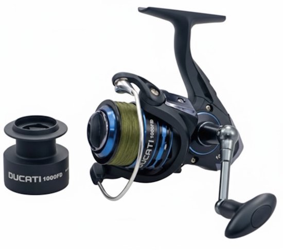 Albatros Ducati 1000FD molen met gevlochten lijn - compacte spinmolen met aluminium spoel en soepele werking van Albatros