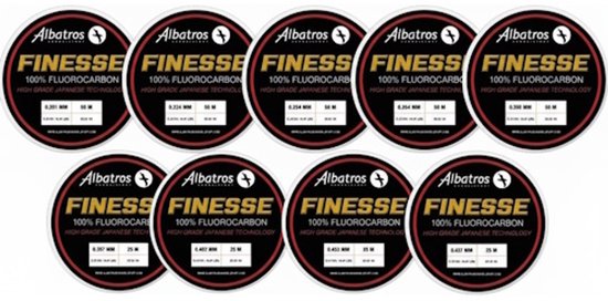 Albatros Finesse Fluorocarbon - soepele, sterke en onzichtbare fluorocarbon lijn voor elke visserij 0,25MM / 50M