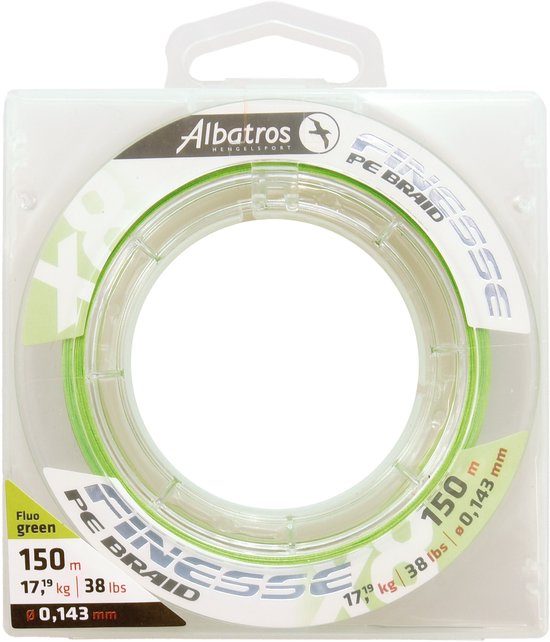 ALBATROS - Finesse X8 Braid - Vislijn - 0,083mm - 150mtr - Fluo Green - Never fade colour van Merkloos