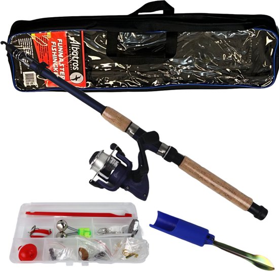 Albatros Funmaster Fishing Kit – Telescopische Hengelset - 210 cm - 10-30g – Inclusief Foedraal & Volle Tacklebox van Merkloos