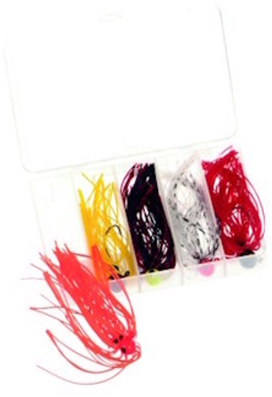 Albatros Rubber Skirted Jigheads - Albatros 5-delige kunstaas set in tacklebox voor roofvissen van Merkloos