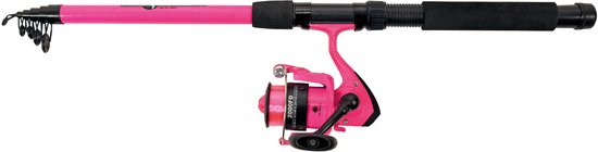 Albatros - Tele Combo Pink - Telescopische werphengel & molen - 240cm - Pink van Merkloos