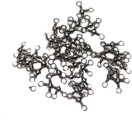 Allecta - 100 stuks 3-weg vissen Rolling Swivels, Barrel Swivels Connector Ringen voor Zoutwater en Zoetwater - Sterke verbinding - 5/0 formaat van Merkloos