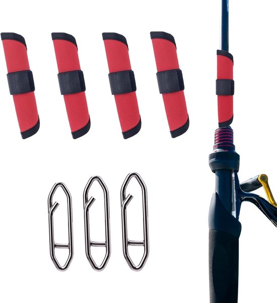 Allecta - Set van 4 Lure Wrap en 30 Fishing Speed Clips - 15cm Bait Gloves - Hengel Lure Hook Covers - Vissersbescherming