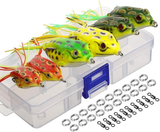 Allecta - Topwater Kikker Kunstmatig Vissen Lokmiddel Kit met Tackle Box voor Bass Snoekforel Musky - Multicolor Lure Set met Zacht Vissen Lokmiddel en Kunstaas. van Allecta