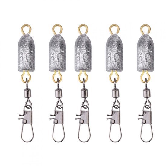 Allecto - 5 Stuks Vislood Gewichten - Sinkers met Interlock Snap