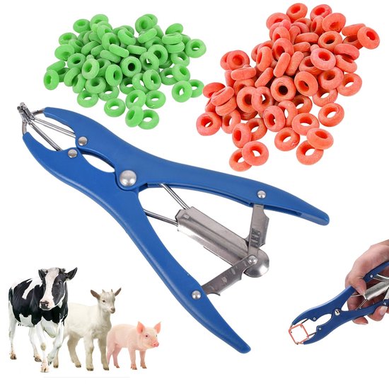 Allecto - - Castratie Pliers - Elastrator voor Dieren - Veilig en Gebruiksvriendelijk - Zwart - Castratie Tool - Voor Schapen en Geiten - Met 100 Rub. van Merkloos