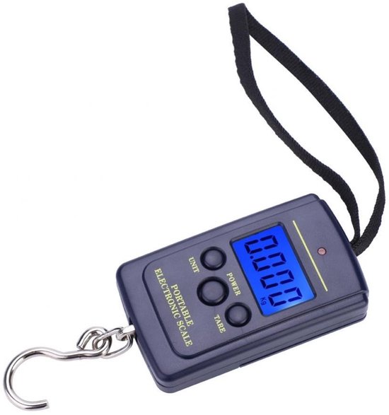Allecto - Draagbare Digitale Hengel Haakweegschaal - 40kg - LCD Scherm - Compact en Lichtgewicht - Visweegschaal - Geschikt voor Vissers - Handig i...