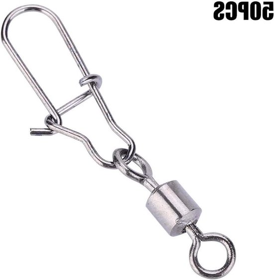 Allecto - Draaischarnier 50 Stuks - RVS - Viskarabijnwartel - Snelsluiting - Outdoorvissen - Geschikt voor - Roestvrij staal - 2#, 4#, 5#, 6#, 8# van Allecto
