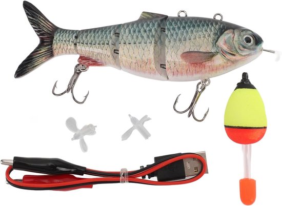 Allecto - Elektrisch Lokmiddel - USB Oplaadbaar - Realistisch Zwemontwerp - Multi-LED - Visvangst - Geschikt voor Vissen - Zwart Model van Merkloos