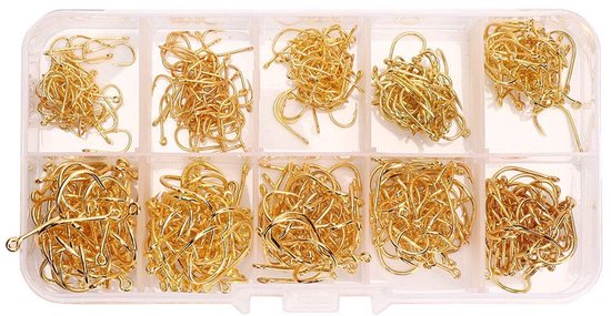 Allecto - Fishing Hooks - Hoge kwaliteit - Super scherp - Goud - Karpers en zeevissen - 500 stuks - Maten 3-12 van Merkloos