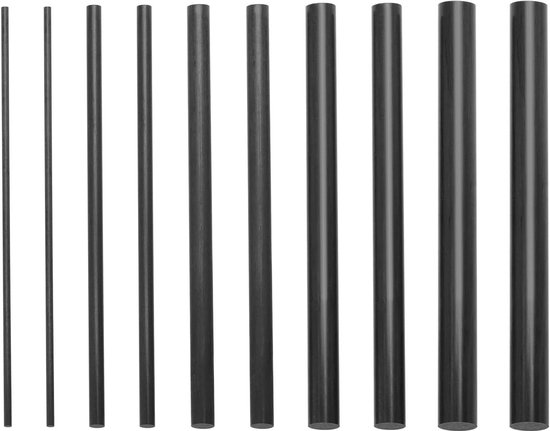 Allecto - Hengel Reparatieset - Koolstofvezel - 10-delige Set - Vliegvisserij - Massieve Hengel - Baitcasting - Spinning Hengel - 2mm 4mm 6mm 8mm 10mm - Geschikt voor Reparaties - Zwart Er zijn in totaal 10 onderdelen in deze set. van Merkloos