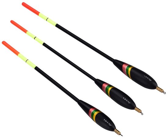 Allecto - Houten Vissen Floats Set - 3 Stuks - Duurzaam en Natuurlijke Materialen - 1.5g en 6g - Vissen Nacht Bobbers - Perfect voor Vissers - Gesc... van Merkloos