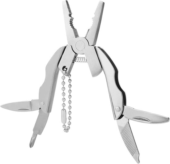 Allecto - Multi Tool - Roestvrij staal - Opvouwbare sleutelring - 7-in-1 gereedschap - Outdoor vissen - Camping - Compact ontwerp - Geschikt voor b... van Merkloos