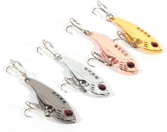 Allecto Plus - 4-delige set 11G 55mm VIB Jig Aas voor Zoet- en Zoutwater Vissen met Dreggen en Rode Ogen - Vislokken en Spinner Blade van Allecto Plus