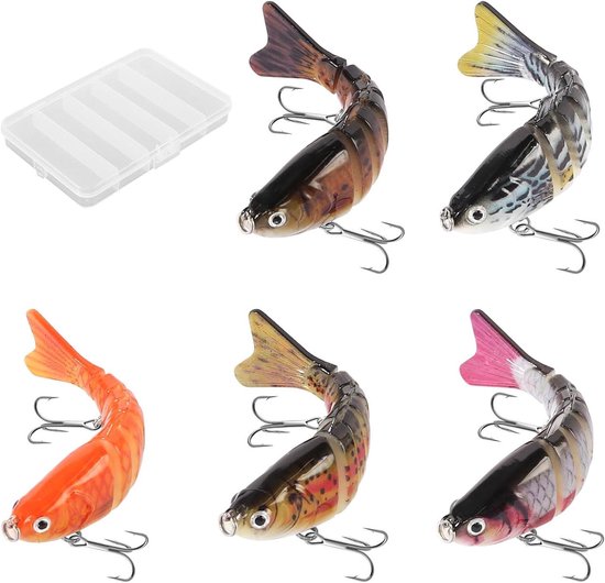 Allecto plus - Kunstmatig Visaas - Levensechte Swimbait Wobbler voor Snoek - 3D Biologisch - Visaccessoires voor Zoet en Zout Water - Snoekbaars en Forel - 5 Stuks van Allecto
