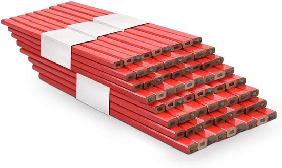 Allecto Premium - 72 stuks Rode Timmermanspotloden 175mm - Hard Lood - Markeergereedschap van Merkloos