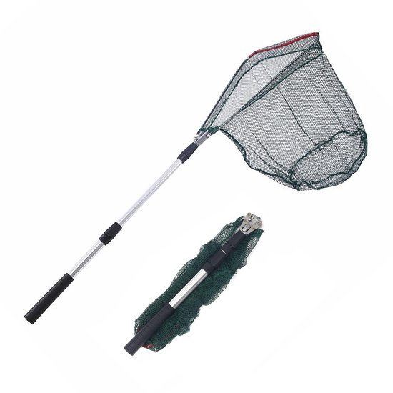 Allecto - Schepnet voor de visserij - Telescopisch visnet - Rubber net voor vijvers - 130 cm - Unisex-Jeugd - Geschikt voor volwassenen en kinderen van Merkloos