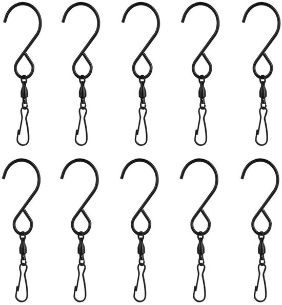 Allecto - Swivel Hook Clips - Haken - 10 Stuks - Rotatable Hooks - Ideaal voor Buiten - Perfect voor Tuin en Balkon - Geschikt voor Windspinners van Merkloos