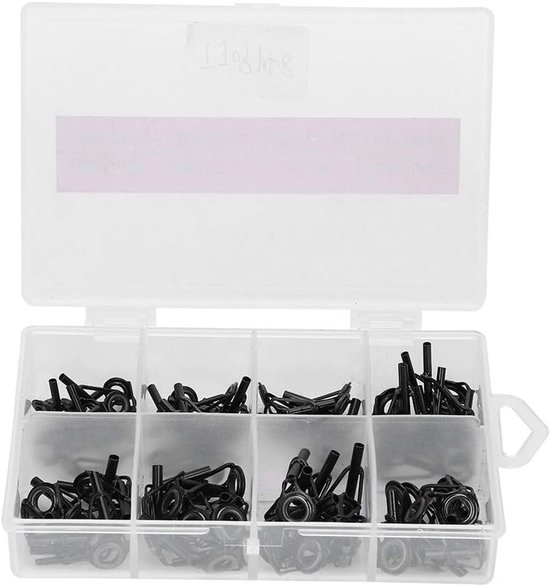 Allecto - Vervangende visreparatieset - RVS keramische ring - Zwart - 8 maten - 80 stuks - Geschikt voor hengelreparatie - Duurzaam materiaal - Vis... van Merkloos