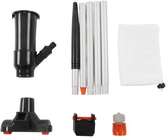 Allecto - Vijverstofzuiger - Zwembadreiniging - Draagbaar - Aluminium stang - Nylon fijnmazige zak - EU Plug - Vijverreiniging - Zwart model