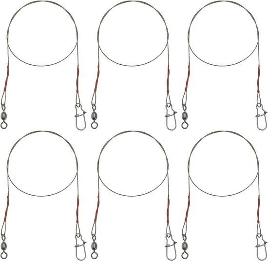 Allecto- Visdraad - Anti-Bite - Roestvrij Staal - Lijn - 7 Strand - Snoek Roofdier - Swivels - Vissen - Hard en Zacht Kunstaas - 30Cm 18kg Spanning - 6Pcs - Geschikt voor - Alle Model - Alle Kleuren. van Merkloos