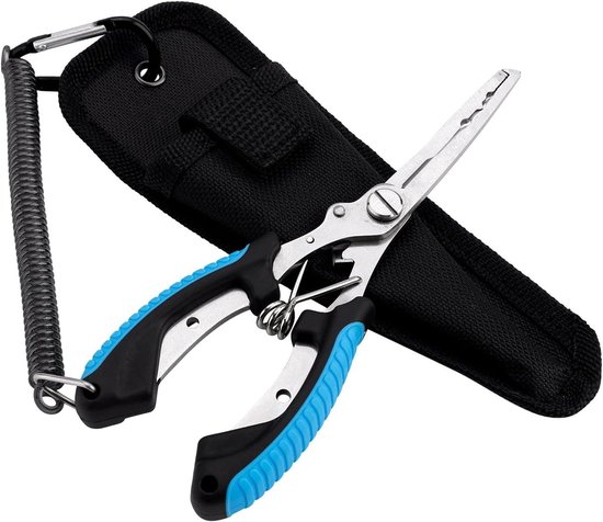 Allecto Visgerei Set - Vistang - Zoutwatervistang - Haakverwijderaar - Multifunctionele Vistool - Accessoires voor Vissen - Geschikt voor Mannen - Inclusief Hoesje - Blauw en Zwart van Merkloos